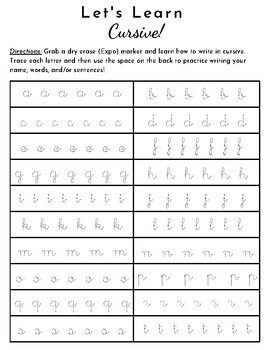Preview of Let's Learn Cursive! - Cursive Learning and/or Practice