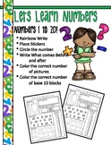 Let's Learn Numbers 1 to 20 Worksheet Activity Packet - Co