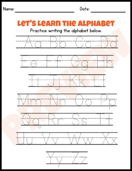 Preview of Let's Learn the Alphabet printable Worksheet