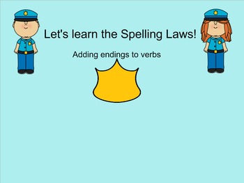 Preview of Let's Learn the Spelling Laws: Verb Endings Smartboard Presentation