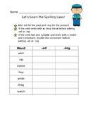 Let's Learn the Spelling Laws: Verb Endings Worksheet