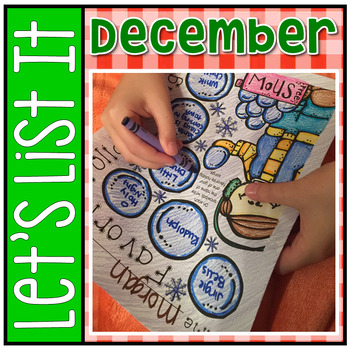 Preview of Let's List It! Writing Center Printables December - NO PREP