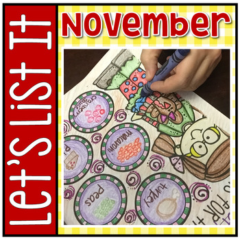Preview of Let's List It! Writing Center Printables November - NO PREP