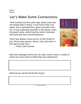 Preview of Let's Make Connections (Holes by Louis Sachar)