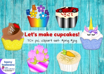 Preview of Let's Make Cupcakes! 70+ pc clipart set png jpg
