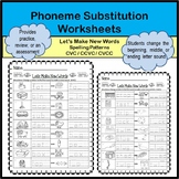 Let's Make New Words - Phoneme Substitution Worksheets CVC/CCVC/CVCC