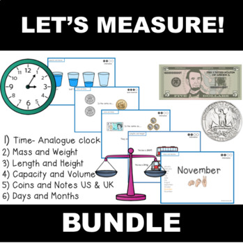 Preview of Let's Measure! BUNDLE 1st Grade lessons and worksheets