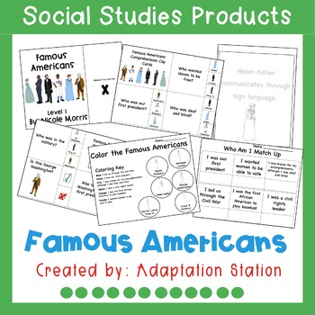 Preview of Famous Americans Adapted Unit (VAAP Resources)