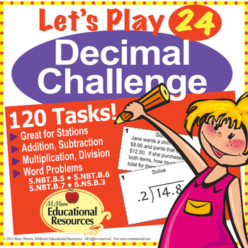 Preview of Decimals - Let's Play 24 Game! - 120 Task Cards with Word Problems!