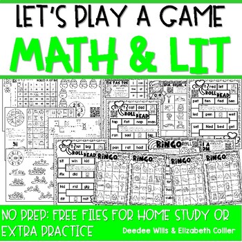 Preview of Let's Play a Game:  10 Math and Literacy Take Home Games (FREE)