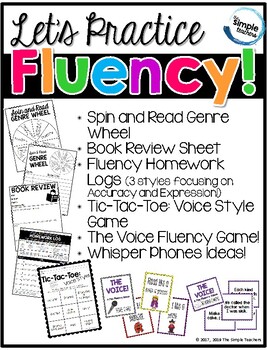 Preview of Let's Practice Fluency! Fluency voices, genres, homework, and center games!