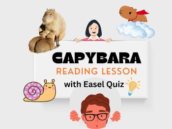 Preview of Let's Read About the Capybara with Real Photos and Cute Graphics Easel Quiz too!