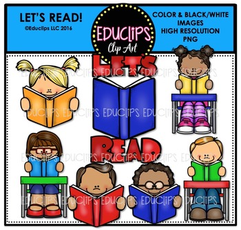 Preview of Let's Read Clip Art Bundle {Educlips Clipart}