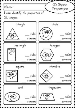 2D and 3D Shape Worksheets by Apples and Antics | TpT