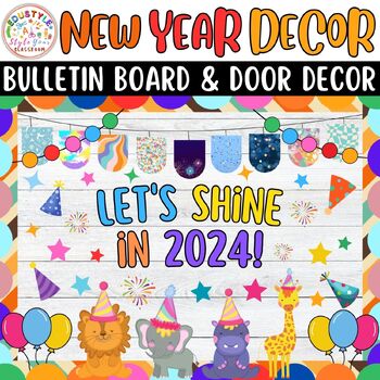 Preview of Let's Shine In 2024!: January & New Years Bulletin Boards And Door Decor Kits