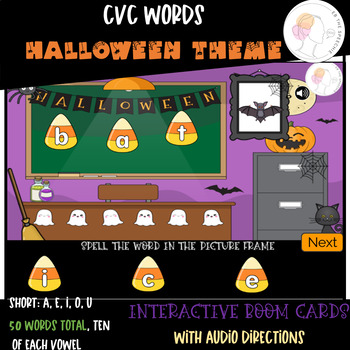 Preview of Let's Spell CVC Words | Halloween Boom Cards