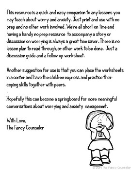 Let's Talk About Worrying Anxiety Resource Discussion Worksheets Coping ...