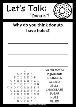 Preview of Let's Talk:  "Donuts" - A Creative Activities Menu by the Last Minute Librarian