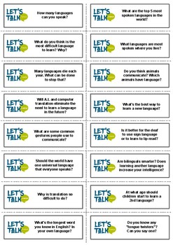 Preview of Let's Talk Languages - Discussion Cards