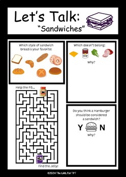 Preview of Let's Talk: "Sandwiches" - A Creative Act. Menu by the Last Minute Librarian