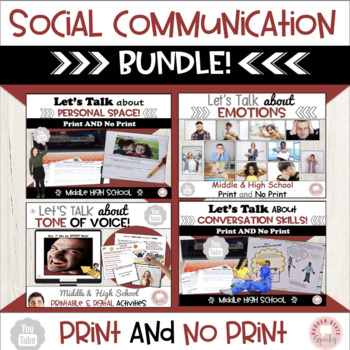 Preview of Social Communication Skills Activities Middle High School Print Digital