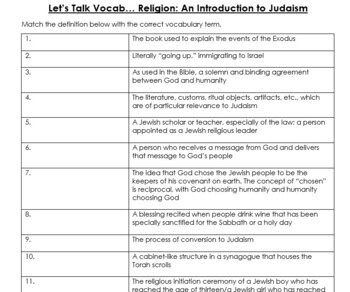 Religion: An Introduction to Judaism Worksheet by Shellye's Health Sciences