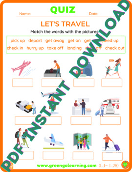 Preview of Let's Travel / ESL PDF QUIZ / (easy to check task)