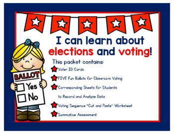 Preview of Let's Vote! Kid friendly ballots, voter ID cards, and cut and paste activity!