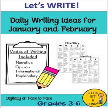 Preview of Let's Write, Daily Writing Ideas for January and February