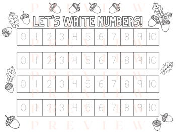 Preview of Let's Write Numbers! Numbers 0 - 10 | 10 - 20 Handwriting | Trace | Acorns Teen