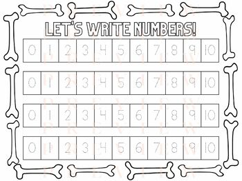 Preview of Let's Write Numbers! Numbers 0 - 10 Handwriting No Prep | Tracing | Dino Bones