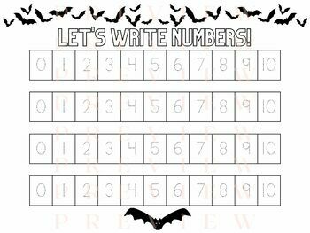 Preview of Let's Write Numbers! Numbers 0 - 10 Handwriting No Prep | Tracing | Fall Bundle