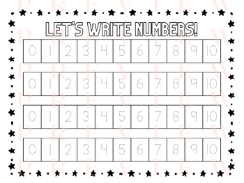 Preview of Let's Write Numbers! Numbers 0 - 10 Handwriting | Tracing | Back to School Stars