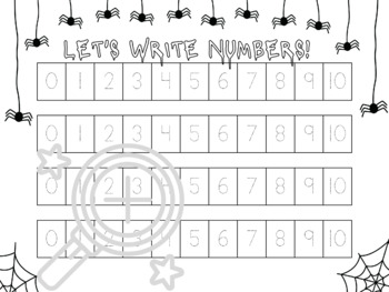 Preview of Let's Write Numbers! Numbers 0 - 10 Handwriting | Tracing | Spooky Spiders
