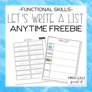 Preview of Let's Write a List Anytime Freebie
