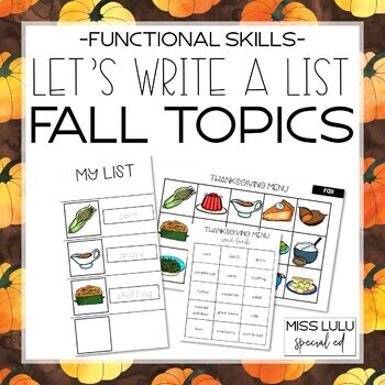 Preview of Let's Write a List: Fall Topics 