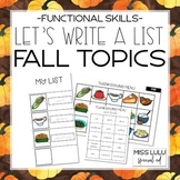 Let's Write a List: Fall Topics 