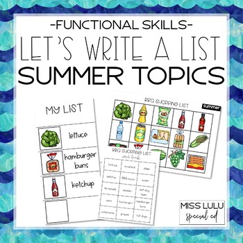 Preview of Let's Write a List: Summer Topics - Functional Writing for Special Education