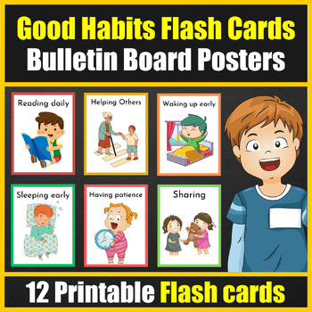 Preview of Let's learn about Good Habits - Flash cards for Pre-k & Kindergarten kids