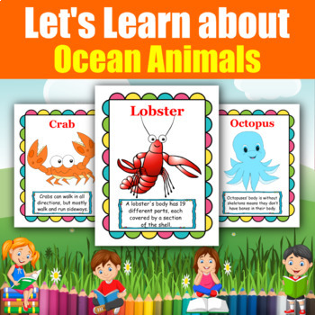 Let's learn about Ocean Animals l Printable flash cards with fun facts for  kids