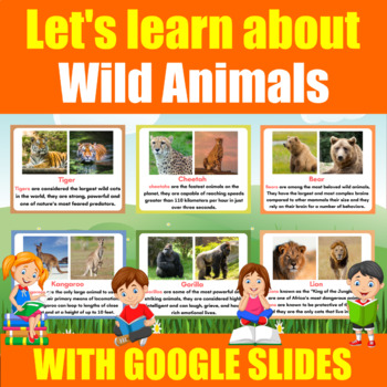 Let's learn about Wild Animals Printable & digital cards for kids with fun  facts