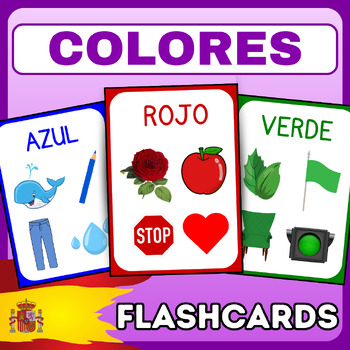 Preview of Let's learn the colors! (¡Aprendamos los colores!) Flashcards - Spanish