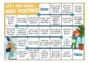 10 Daily routines, Board game, Speaking Practice English ESL…