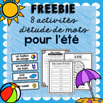 Preview of Lété'! 8 activités d'étude de mots/8 word work activities for the Summer