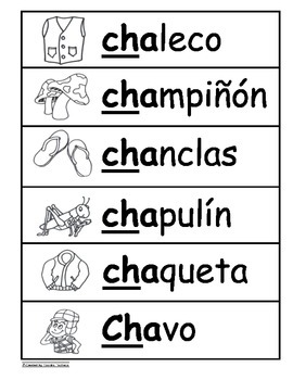 Letra Ch Kinder Bilingual SLA Tesoros’ Literacy Centers (3 sets)