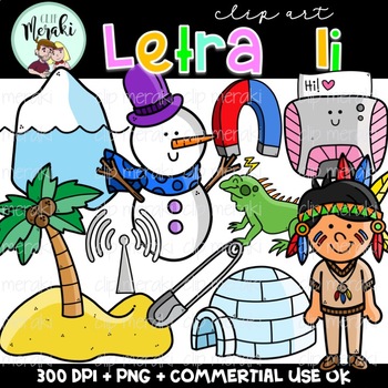 Preview of Letra I. Las vocales. Spanish alphabet Clip Art.