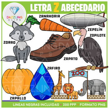 Letra Z - Abecedario (Spanish) by Dazzling Clips | TpT