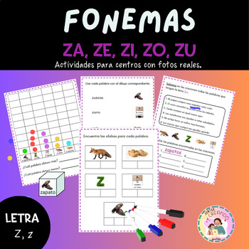 Preview of Letra Z,z (Sílabas za, ze, zi, zo, zu) imagenes reales/actividades para centros.