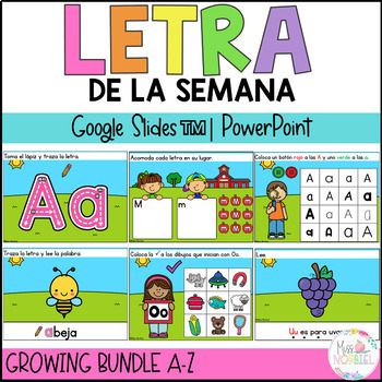 Preview of Alphabet letters activities in Spanish for Google Classroom™, Letra de la semana