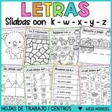 Letras K W X Y Z | Actividades de las Sílabas | Spanish Al